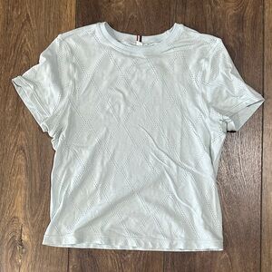 Light Blue Eyelet Wilson cropped Short Sleeve Top XS tennis